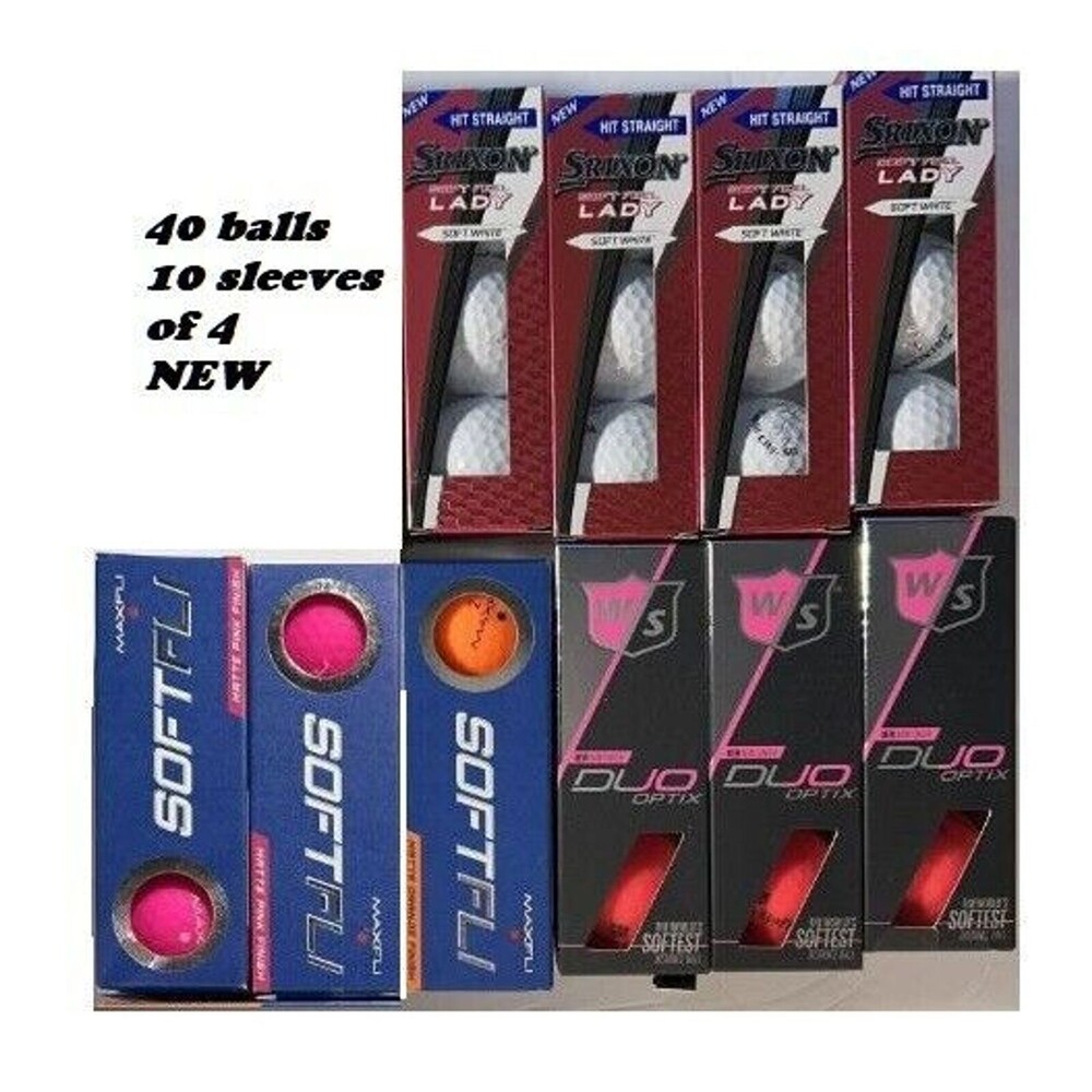 40 (10 sleeves of 4) New Golf Balls mixed -Maxfli -Srixon Ladies/WS Optix